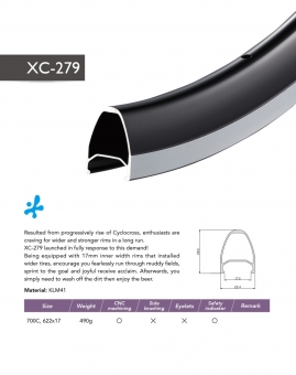 Kinlin XC279-622mm silber v-brake 20 Loch silber